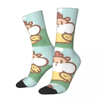 Компрессионные носки Happy Funny для мужчин с цыпленком и мышкой, ретро Harajuku, чай с молоком, хомяк, хип-хоп новинка, бесшовные носки Crew Crazy