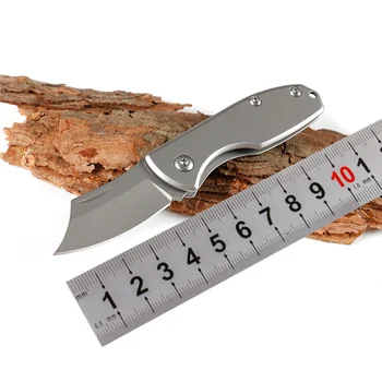 Мини-складной нож Маленький карманный нож из острой стали 440C с серой титановой рукояткой, нож для выживания на открытом воздухе, инструмент EDC 1