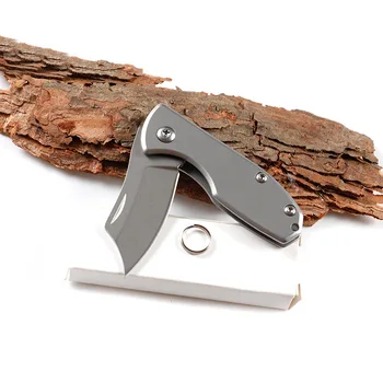 Мини-складной нож Маленький карманный нож из острой стали 440C с серой титановой рукояткой, нож для выживания на открытом воздухе, инструмент EDC 5