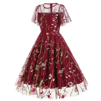 Модное платье с вышивкой, Двухслойное Сетчатое сращивание, винтажные вечерние платья с большими размахами, Vestidos De Fiesta Elegantes Para Mujer 2023 2