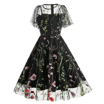 Модное платье с вышивкой, Двухслойное Сетчатое сращивание, винтажные вечерние платья с большими размахами, Vestidos De Fiesta Elegantes Para Mujer 2023 3