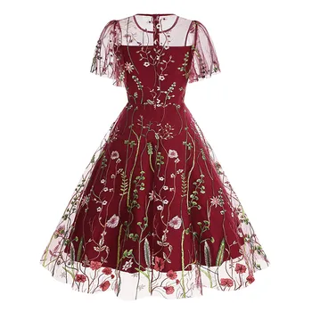 Модное платье с вышивкой, Двухслойное Сетчатое сращивание, винтажные вечерние платья с большими размахами, Vestidos De Fiesta Elegantes Para Mujer 2023 4