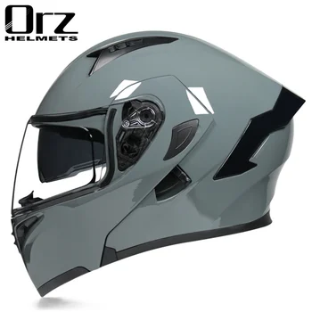 Мотоциклетные шлемы с откидной крышкой и полным лицом, гоночный шлем с двойными линзами, Каско с открытым лицом, шлем Moto Cafe Racer, шлем для мотокросса в горошек, Ece