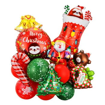 Набор Воздушных Шаров Санта Клауса Костыльные Воздушные Шары Воздушные Веселые Рождественские Украшения Для Дома Воздушные Шары День Рождения Рождественская Вечеринка Globos Navidad