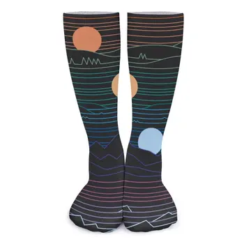 Носки с мультяшным рисунком Sun Line, чулки для отдыха с принтом Many Lands, качественные носки для скейтборда для девочек, Зимние нескользящие носки с принтом 0