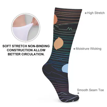 Носки с мультяшным рисунком Sun Line, чулки для отдыха с принтом Many Lands, качественные носки для скейтборда для девочек, Зимние нескользящие носки с принтом 2