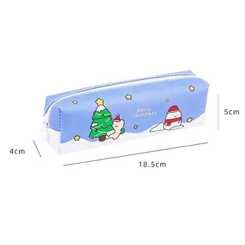 Офисный Санта-Клаус, Снеговик, Рождественская сумка для карандашей с изображением лося большой емкости, Рождественская елка, Канцелярские принадлежности, Рождественский пенал 5