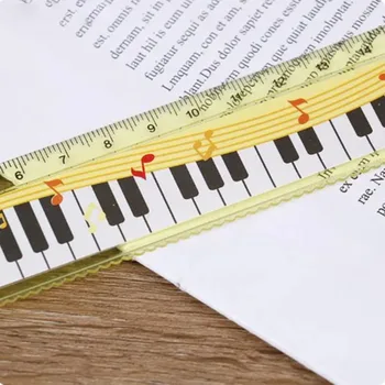 Пластиковая линейка для музыкальных нот на мультяшном пианино, практичная Износостойкая измерительная линейка с прозрачной шкалой, 30 см, волновая линейка для студентов