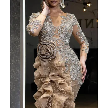 Платье с цветочным трехмерным декором для женщин 2023, новое модное Макси-платье длиной до пола с разрезом, шикарные вечерние платья