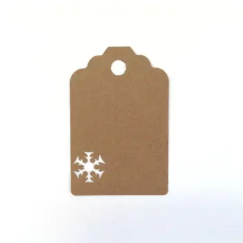 Подарочные бирки Kraft Christmas- Snowflake favor с надписью 
