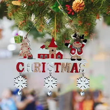 Подвеска Санта-Клауса, Очаровательные Рождественские деревянные подвески, Праздничные украшения в виде Санта-Клауса, Лося, снеговика с колокольчиками, поделки из смолы для дома своими руками 4