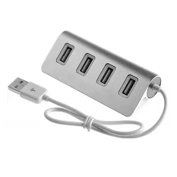 Портативный размер из алюминиевого сплава, сверхскоростной 4-портовый USB-концентратор, USB-разветвитель, адаптер со светодиодным индикатором для портативного компьютера для ПК