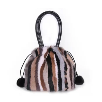 Роскошная женская сумка из натурального меха, высококачественная сумка из натурального меха норки, большая вместимость, новая кожаная сумка через плечо