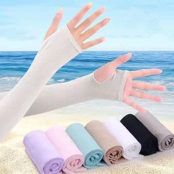 Рукава из ледяного шелка, Солнцезащитные манжеты, рукава для рук, защита от ультрафиолета, Противоскользящие Летние Мужские Женские перчатки для верховой езды, Новинка