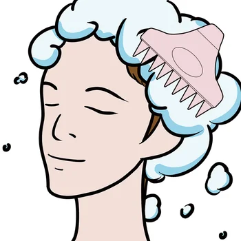 Ручная силиконовая щетка для мытья головы с шампунем и расческой для волос 1