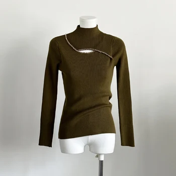 Сексуальный приталенный вязаный свитер Y2K в стиле ретро, женский Корейский модный модный осенне-зимний эстетичный пуловер, свитер 1