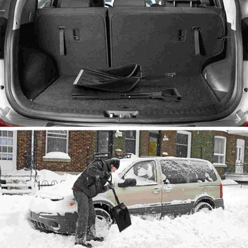 Складной дорожный совок для уборки снега диаметром 43 дюйма со съемной ручкой и D-образным захватом для автомобиля, кемпинга и улицы