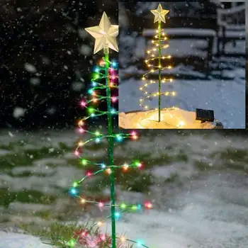 Спиральный свет Рождественской елки Романтический Рождественский спиральный свет Садовые лампы с солнечной зарядкой, устойчивые к атмосферным воздействиям и красочные автоматически