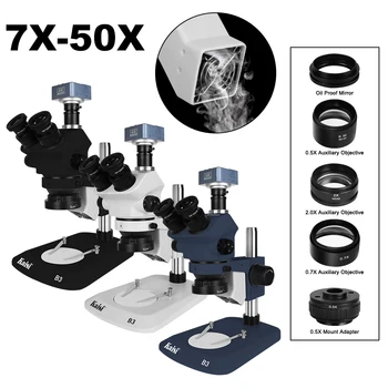 Тринокулярный Микроскоп Simul Focal С Непрерывным Зумом Стереомикроскоп 4K 48MP 38MP Видеокамера Для Пайки Печатных Плат Процессора Телефона