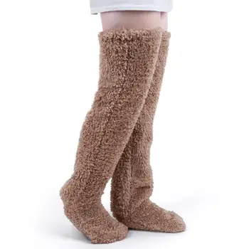 Уютные женские гетры из плюша до колен - мягкая и теплая обувь для зимы 1