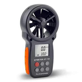Цифровой анемометр Ручной измеритель скорости ветра BT-100 для измерения скорости ветра, температуры и холодности с подсветкой ЖК-дисплея