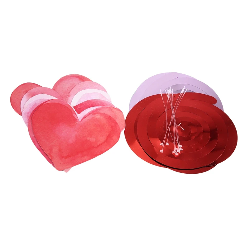 1 комплект День Святого Валентина Розовое Сердце Любовь Спиральные Подвески День Святого Валентина Свадебные Гобелены Наклейки Этикетки 0