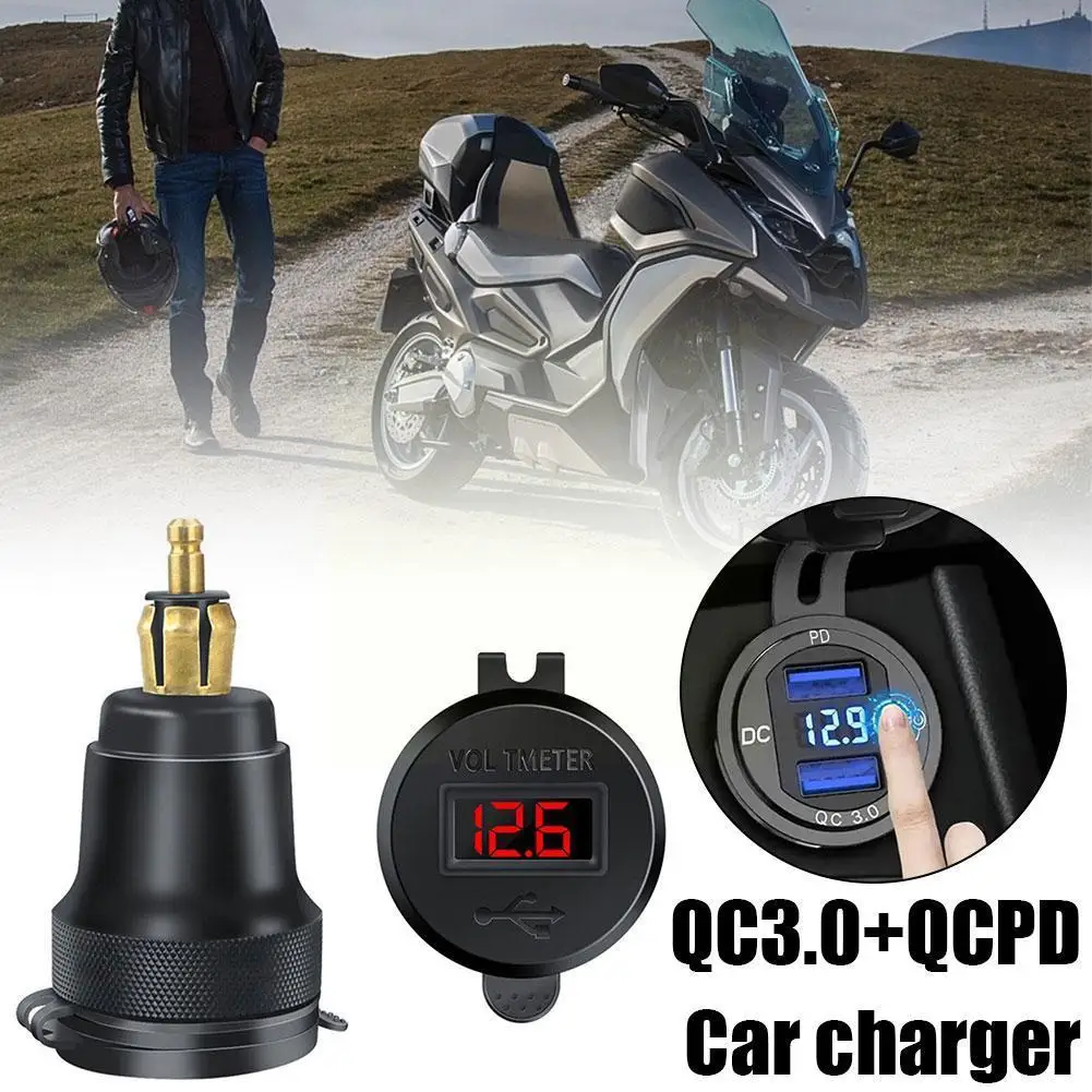 Автомобильное Зарядное Устройство Для мотоцикла Dual USB QCPD Быстрое Зарядное Устройство 12-24 В QC3.0 Адаптер Для Зарядки Из алюминиевого Сплава BMW R1200GS R1250GS F800 V8Z7