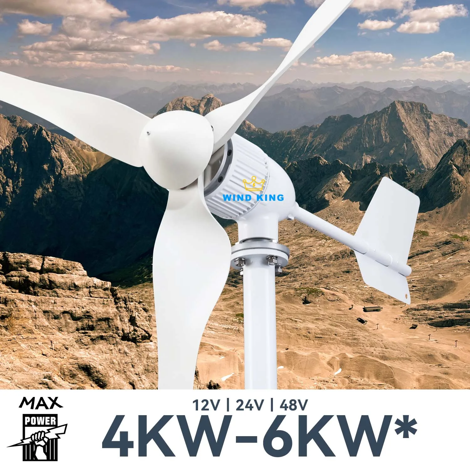 Ветряные Солнечные Гибридные Комплекты WindKing мощностью 4 кВт 6 кВт с 3 Лопастями 12V 24v 48v Высокоэффективной Турбины Выходной Мощности С Гибридной Системой Зарядного Устройства. 0