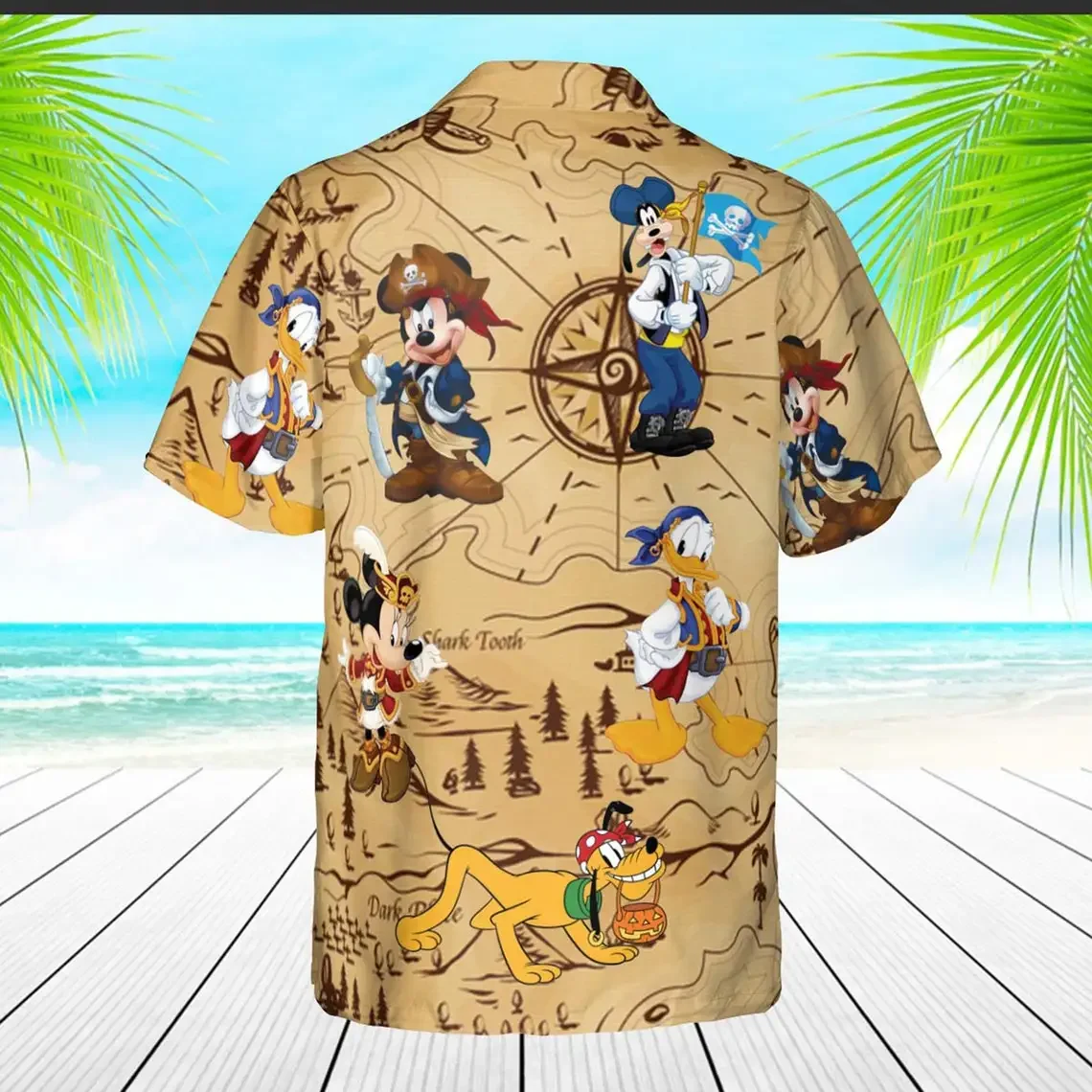 Гавайская рубашка в стиле ретро Пират Карибского моря Микки и друг, винтажная гавайская рубашка в стиле Ретро Пират Микки 2