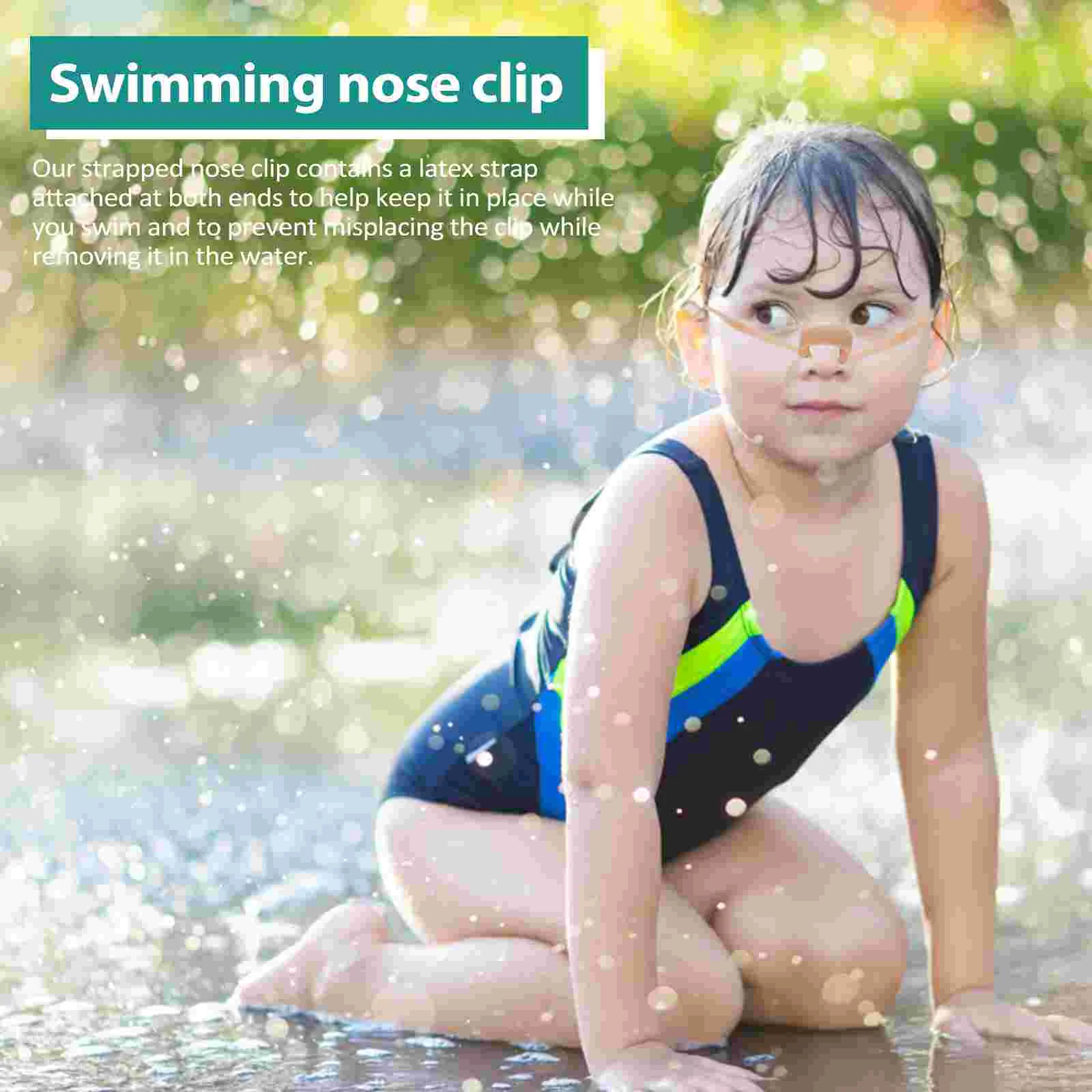 Зажим для носа для плавания на шнурке, удобные латексные заглушки для детей и взрослых 5