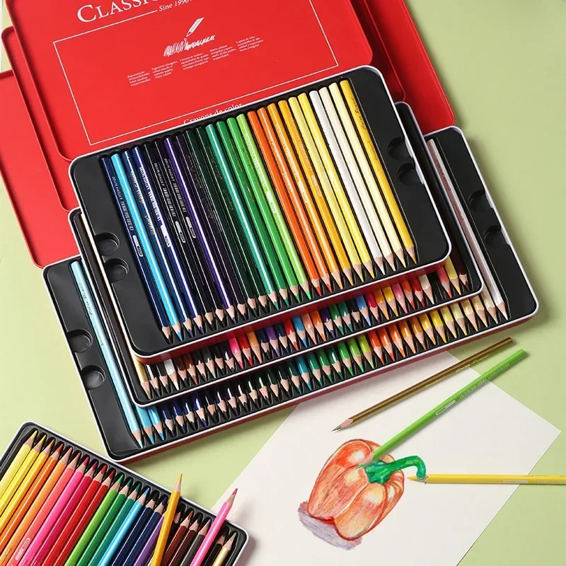 Маслянистый Цветной Набор Карандашей Высококачественные Профессиональные Цветные Карандаши для Рисования с Железной Коробкой Для Хранения Подарок для Школьников Художественные Принадлежности 5