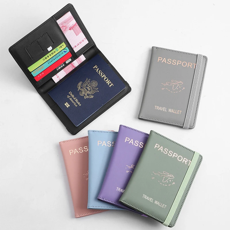 Многофункциональная RFID-обложка для паспорта из искусственной кожи, Ультратонкая водонепроницаемая защита для паспорта, кошелек для кредитных ID-карт, держатель для паспорта 0