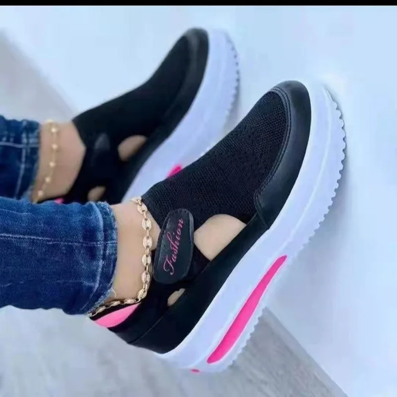 Новые женские кроссовки, модная повседневная спортивная обувь на платформе со шнуровкой, удобная женская обувь для бега из дышащей сетки, вулканизированная обувь 1