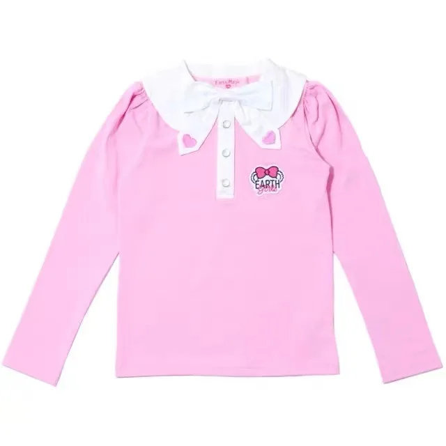 Одежда для девочек 2023, весенне-осенний модный бренд, детская одежда с бантом, детская базовая рубашка с длинными рукавами, футболка 1