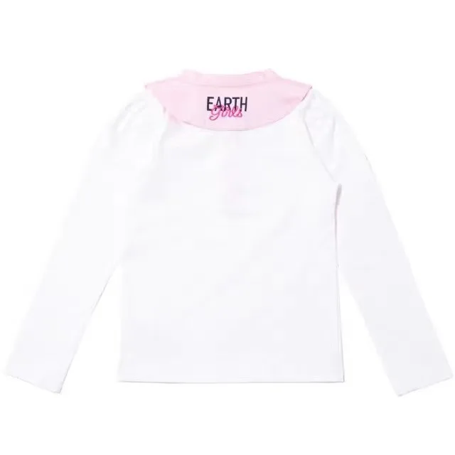 Одежда для девочек 2023, весенне-осенний модный бренд, детская одежда с бантом, детская базовая рубашка с длинными рукавами, футболка 5