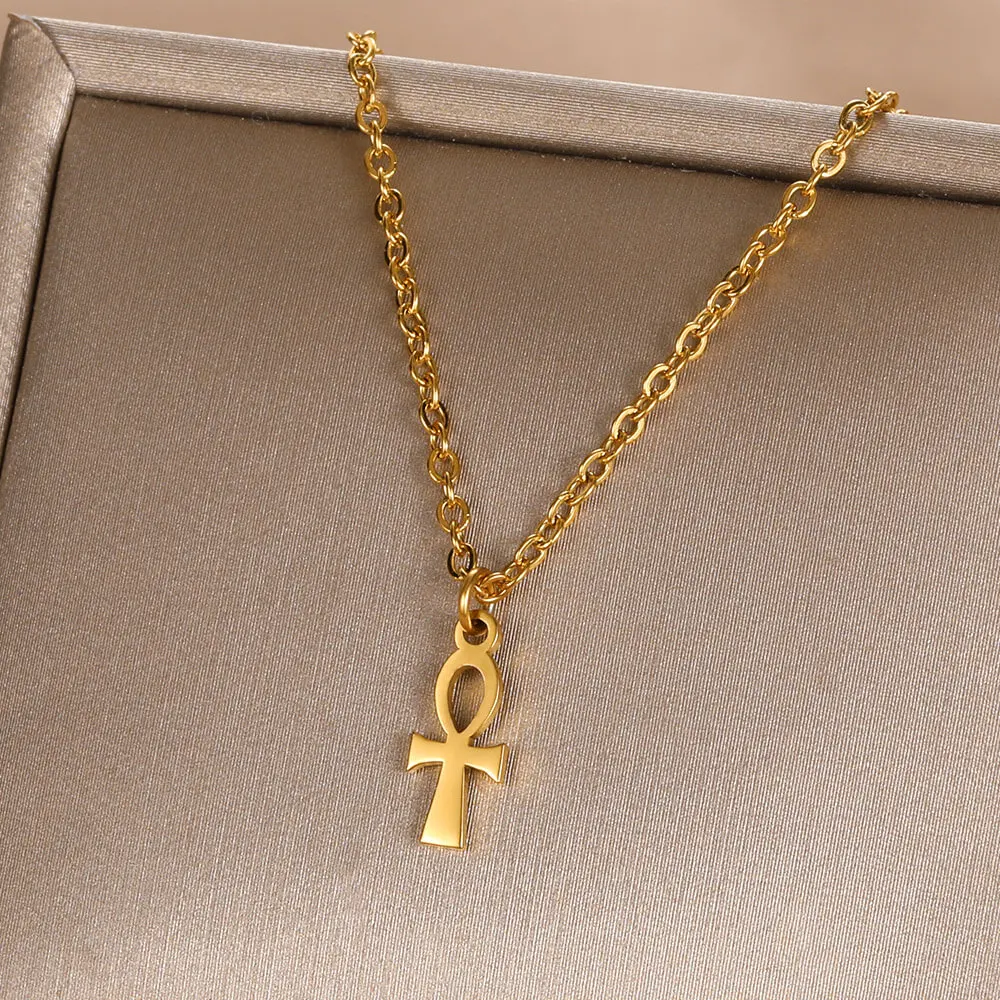 Ожерелья с крестом Высота Классический Египетский Нил Анкх Крест Кулон ожерелье для женщин Мужчин Старинные Египетские украшения Амулет Распятие 4