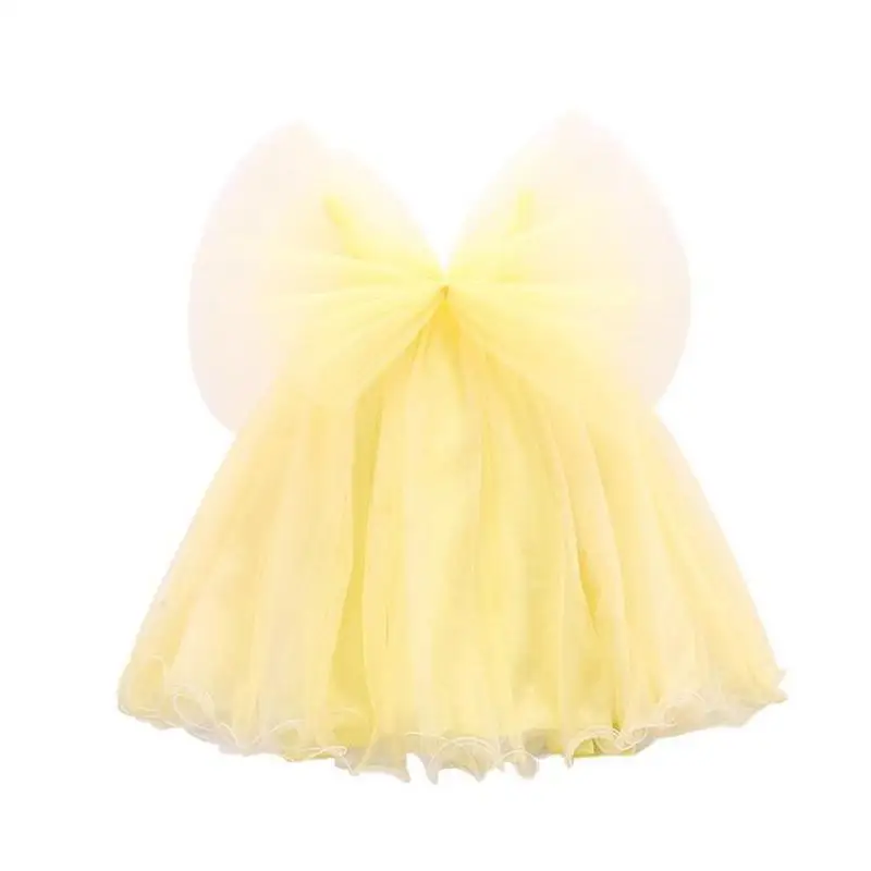 Платья с сетчатыми крыльями для девочек, летние свободные платья трапециевидной формы, милые детские платья для малышей, одежда 0
