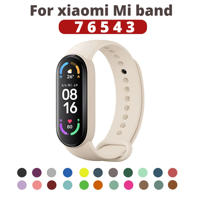 Ремешок Для Часов Xiaomi Mi Band 7 6 5 4 3 Браслет Силиконовый Браслет Ремешки Для Наручных Часов MiBand 3/4 band5 band6 Аксессуары Для Умных Часов 2