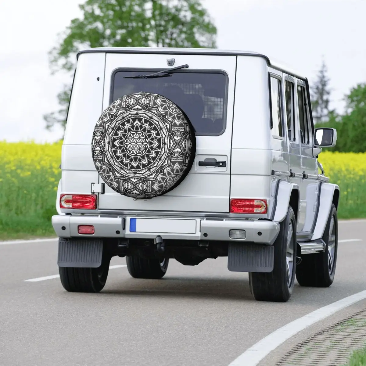 Чехол для запасного колеса Jeep Pajero с изображением Мандалы Сакральной Геометрии, изготовленный на заказ Цветок Жизни, Геометрические чехлы для автомобильных колес 14 