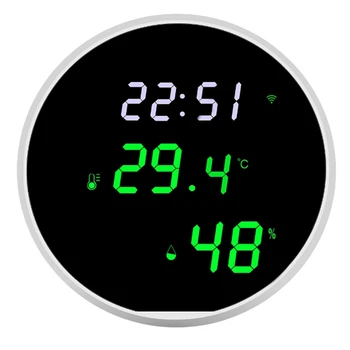 1 комплект Wifi Термометр Гигрометр Цифровой датчик температуры и влажности в помещении, оповещение из приложения Со светодиодной подсветкой 0