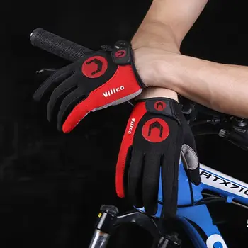 1 Пара перчаток на весь палец, выделяющих пот, Противоскользящие амортизирующие перчатки для верховой езды, солнцезащитные велосипедные перчатки с сенсорным экраном, велосипедные перчатки для езды на велосипеде 5