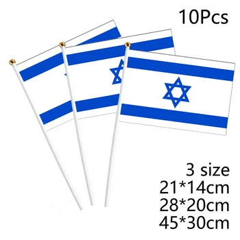 10шт Израильский Национальный Маленький Ручной Развевающийся Флаг С Флагштоком, Автомобильный флаг На окне, Флаг Трех размеров, Внутренний и Наружный Домашний Декор