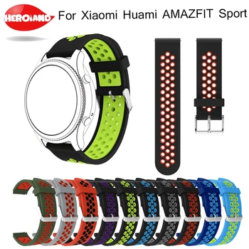 22 мм силиконовый двухцветный дышащий сменный ремешок для часов Браслет Ремешок для Xiaomi Huami Amazfit sport Strap Watch 0