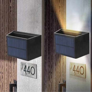 3 Вт Солнечный датчик, садовый настенный светильник, ландшафтный светильник для Вила, ограждение балкона, Светильник для мытья стен IP65, Автоматическое включение-выключение, Ступенчатый ночной светильник 0