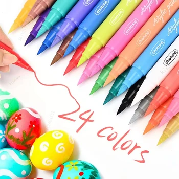 36 цветов Пастели Акриловая краска Художественный маркер для ногтей Водостойкая перманентная кисть Акриловые маркеры для детей Рождественские поделки из камня, стекла для яиц 0
