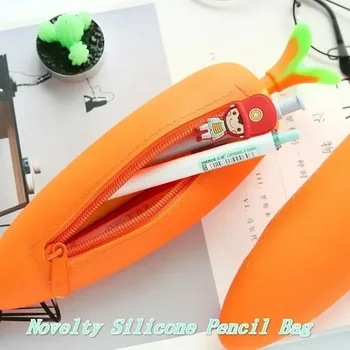 3D силиконовый чехол для ручек в форме хлеба и моркови, забавная индивидуальная сумка Большой емкости для школьных творческих канцелярских принадлежностей, подарок для детей