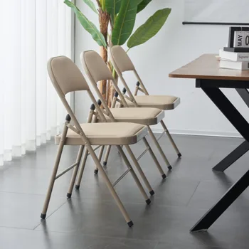 4 шт. Элегантные складные стулья из железа и ПВХ для конференций и выставок Светло-коричневый
