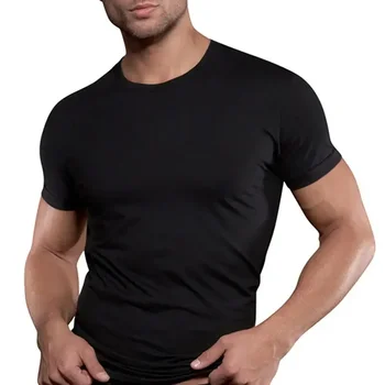 A3076 Мужская черная футболка из цельного хлопка с коротким рукавом, футболки для тренировок в тренажерных залах, фитнесе, бодибилдинге, мужские летние повседневные тонкие футболки 0