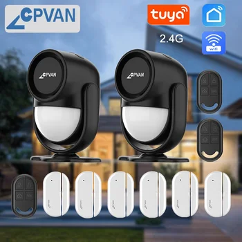 CPVAN Tuya Wifi CP2W Умная Сигнализация 125 дБ домашняя Охранная Сигнализация Датчик движения Детектор с датчиком двери/окна 433 МГц