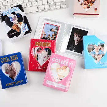 Kpop Card Binder 3-дюймовый Фотоальбом Полая Модель Love Heart Держатель Фотокарточки Клетчатый Альбом Instax Mini Album Для Коллекционирования Открыток